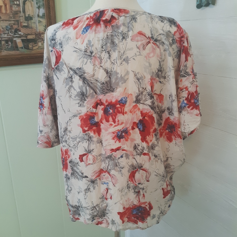 CAbi gypsy floral silk dolman sleeve blouse top sz small *C2 - Picture 4 of 8